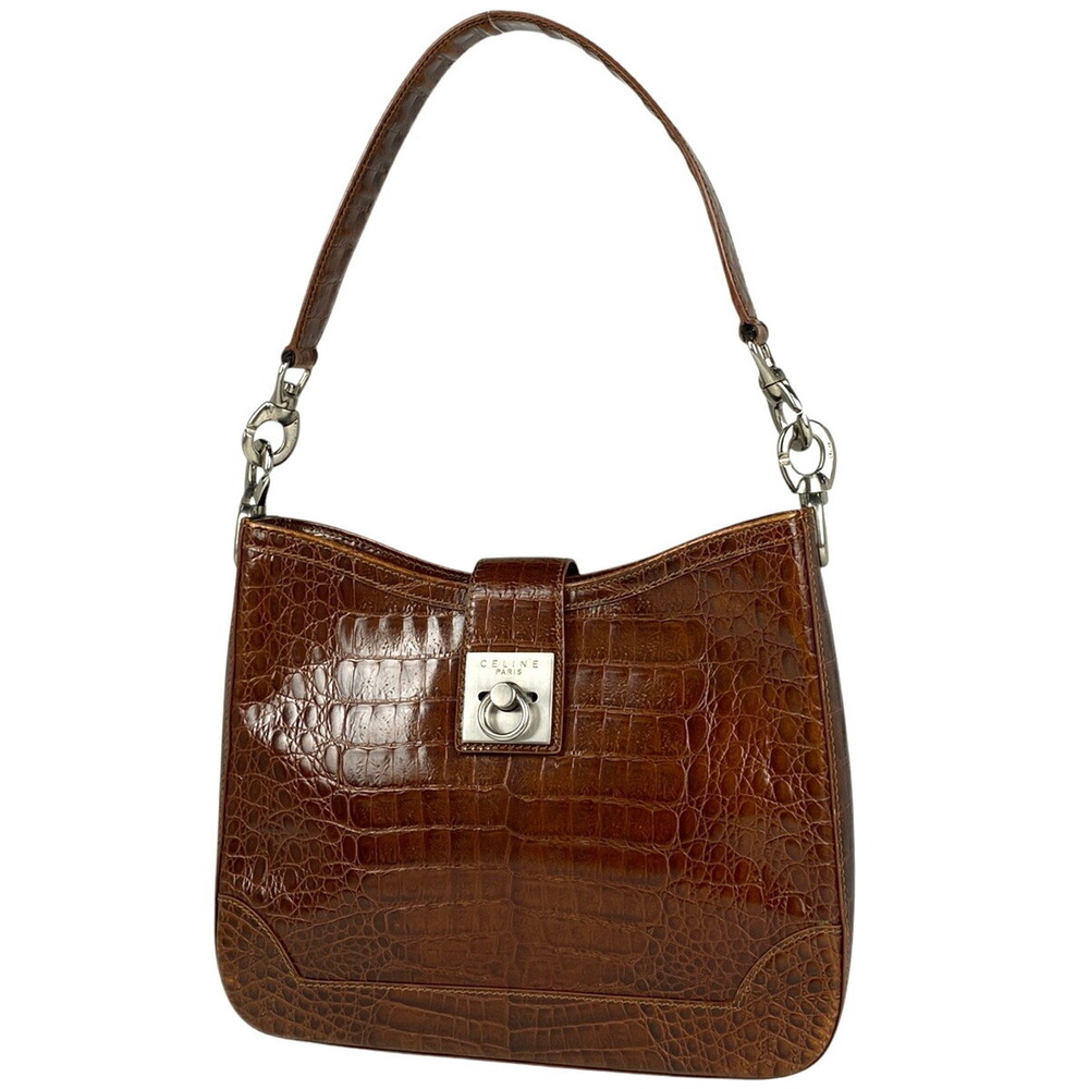 Celine logo Shoulder Bag Hobo leather brown